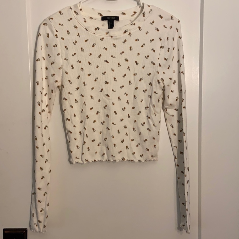 Forever 21 Floral Long-Sleeve Crop Top